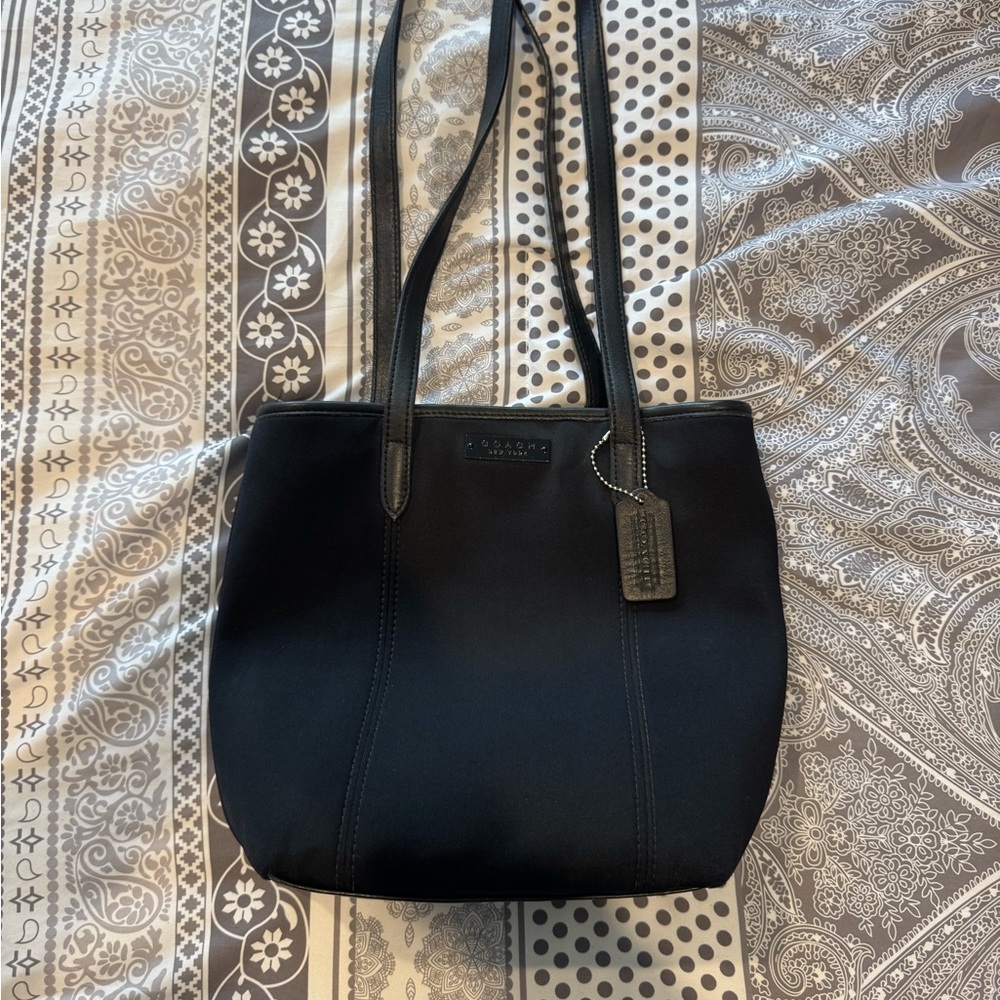 Coach Black Neoprene with Leather Bag